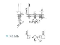 MEDIDAS MONOMANDO PARA DUCHA DE REPISA X-ALPHA BRUMA